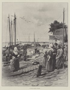 En hollandsk fiskerby (litho) af English School