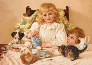 En families teselskab (chromolitho) af English School