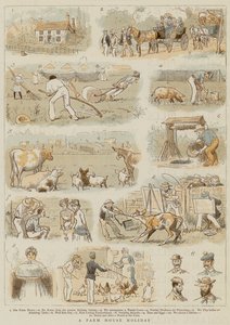 En bondegårdsferie (farve litho) af English School