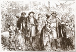 A Gala-Day in Nürnberg: Time, Sixteenth Century, illustration fra The History of Protestantism af James Aitken Wylie (1808-1890), pub. 1878 af English School