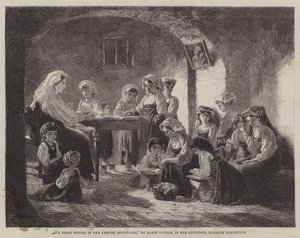 En pigeskole i Abruzzi-bjergene (gravering) af English School