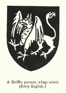 En Griffin-passant, løftede vinger, tidlig engelsk (gravering) af English School