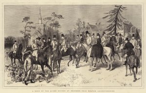 Et møde mellem Quorn Hounds i Brooksby, nær Melton, Leicestershire (gravering) af English School