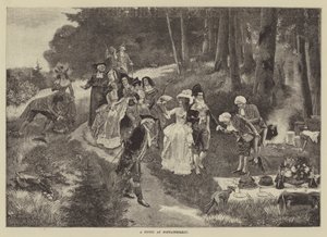 En picnic ved Fontainebleau (gravering) af English School