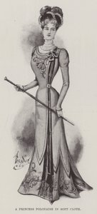 En prinsesse polonaise i blødt stof (litho) af English School