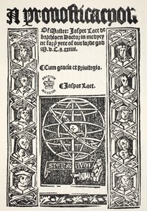 A Prognostication, af Jasper Laet (fl.1485-1532), trykt af R. Bankes, 1524 af English School