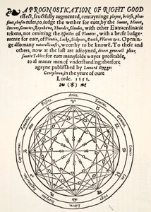 A Prognostication of Right Good, af Leonard Dygges, trykt af Thomas Gemini, Blacke Friars, London, 1555 af English School