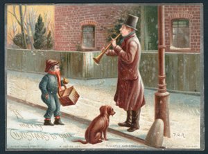 Et ringe publikum - victoriansk julekort af English School