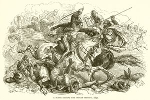 En scene under det indiske mytteri, 1857 af English School