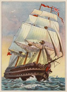 Et krigsskib i 1837 (gravering) af English School