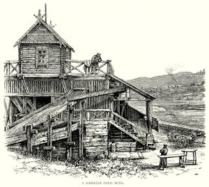 Eine sibirische Goldmine (Gravur) von English School