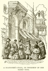 En stationærbod eller boghandel i gammel tid af English School