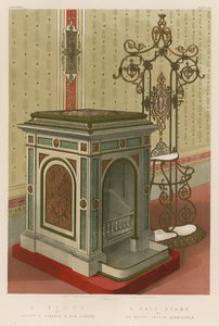 A Stove af Mrs F Edwards and Son, London; A Hall Stand ved Mrs Peyton, Birmingham af English School