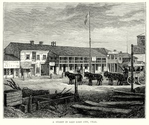 Eine Straße in Salt Lake City, Utah (Gravur) von English School