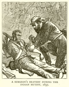 A Surgeons Bravery under the Indian Mytery, 1857 af English School
