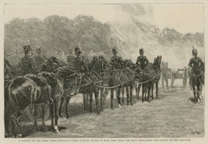 Et batteri af Royal Horse Artillery affyrede en kongelig hilsen i Hyde Park, da klokkerne proklamerede åbningen af Imperial Institute af English School