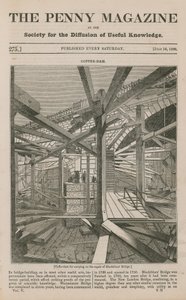 En kassedæmning til at udføre reparationen af Blackfriars Bridge af English School