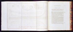 En kopi af udkastet, hvorfra The Bountys launch blev bygget, fra A Voyage to the South Sea, af William Bligh (1754-1817), indgraveret af Mackenzie, udgivet 1792 (se også 174207, 174209) af English School