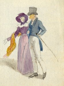 Et par spadseretur, ca. 1825 (wc på papir) af English School