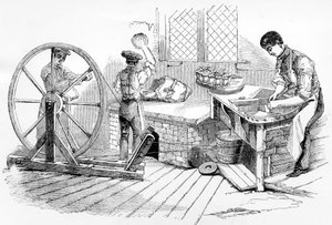 En dag på Royal Porcelain Works, Worcester, 1843 af English School