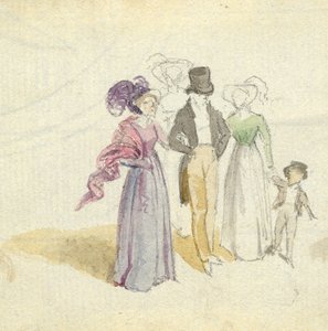 En familievandring, ca. 1825 (wc på papir) af English School