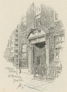 En tidligere indgang til St Thomass Hospital, London af English School