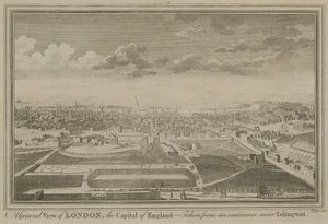 Et generelt billede af London, Englands hovedstad, taget fra en eminence nær Islington af English School