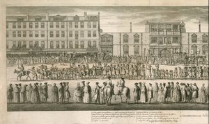En geometrisk visning af den store procession af Scald Miserable Masons, Somerset House, London af English School