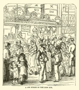 En gin-publikum i New Cut af English School