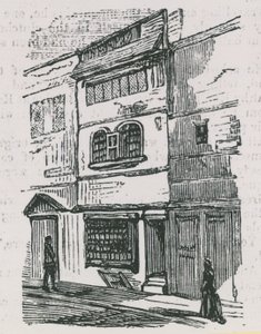 Et hus i Spitalfields, London af English School