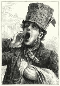 En mand, der sælger fluepapirer (litho) af English School