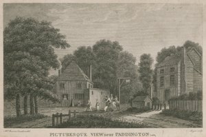En malerisk udsigt nær Paddington, Middlesex af English School