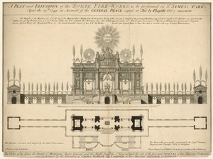 En plan og forhøjning af Royal Fireworks, der skal opføres i St James