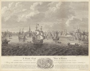 En sydøstlig udsigt over London (gravering) af English School