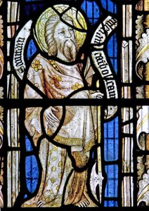 Et sydvindue forestillende St Matthew af English School