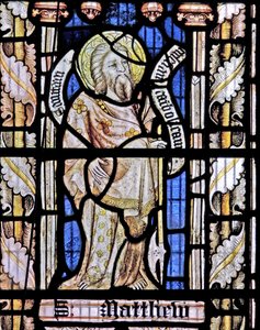 Et sydvindue forestillende St Matthew af English School