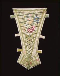 En stomacher, 1500-tallet (uld, linned og snor) af English School