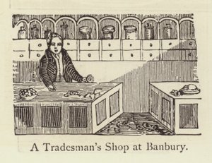 En håndværkerbutik i Banbury (gravering) af English School