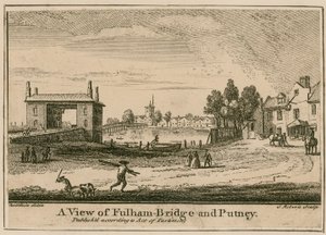 Udsigt over Fulham Bridge og Putney af English School