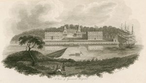 Udsigt over Greenwich Hospital, London af English School