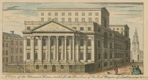 En udsigt over Mansion House, opført til bolig for Lord Mayors of London af English School