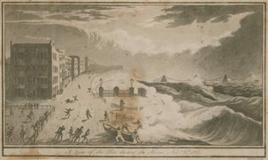 Udsigt over molen under stormen i Brighton af English School