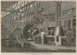 Et besøg på Penns Marine Engine Factory i Greenwich, London; Drejning af en pagajaksel til et dampskib af English School