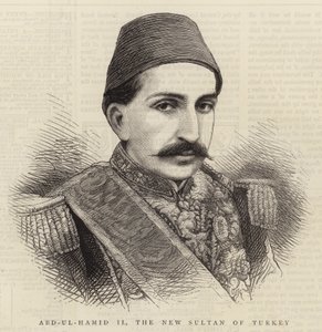 Abd-ul-Hamid II, den nye sultan af Tyrkiet (kobberstik) af English School