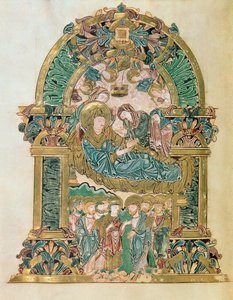 Tilføj 49598 f.102v Assumption of the Virgin, fra Benedictional of St. Aethelwold, Winchester, c.980 (vellum) af English School