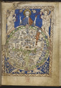 Tilføj MS 28681 f.9 Psalter, med yderligere salmer og bønner og et middelalderligt verdenskort (