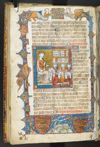 Tilføj MS 47680, f.17v, Konge med riddere og pelse, fra 