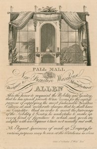 Annonce for Allens nye møbellager, 61 Pall Mall, London af English School