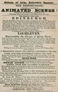 Annonce for The Eidophusikon, en udstilling af animerede scener, maleriske og mekaniske af English School