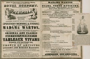 Annonce for The Walhalla, Leicester Square, under ledelse af Madame Warton